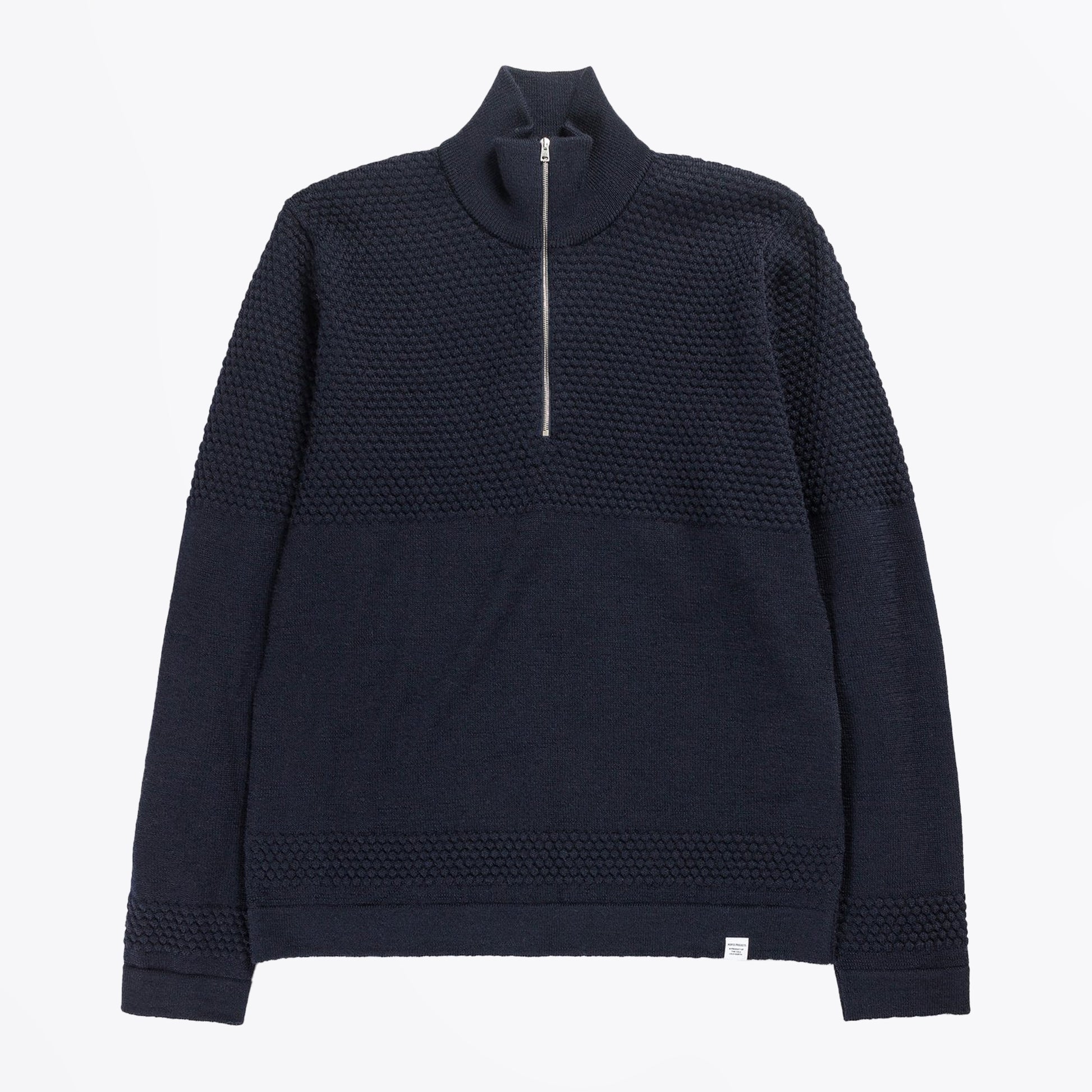 Norse Fjord - Bubble Yoke Half Zip Knit - Navy