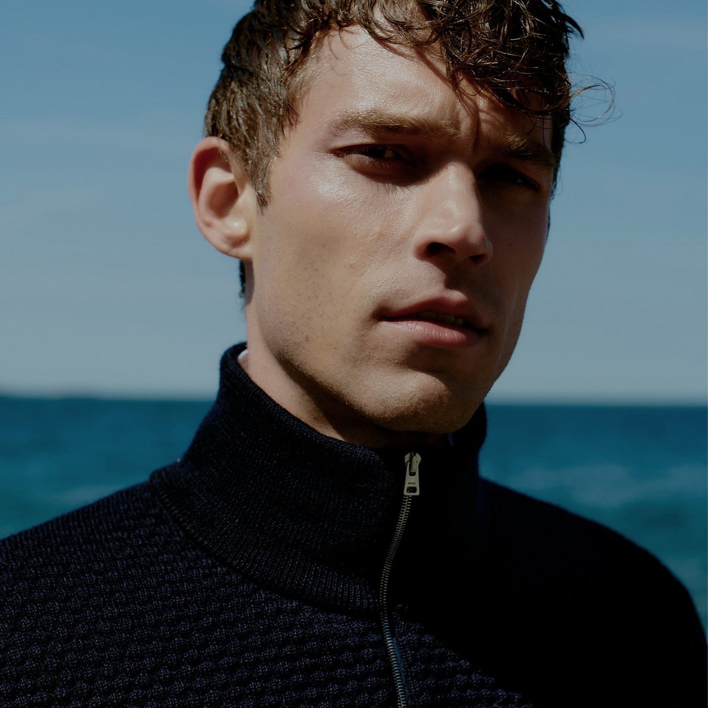 Fjord - Bubble Yoke Half Zip Knit - Navy