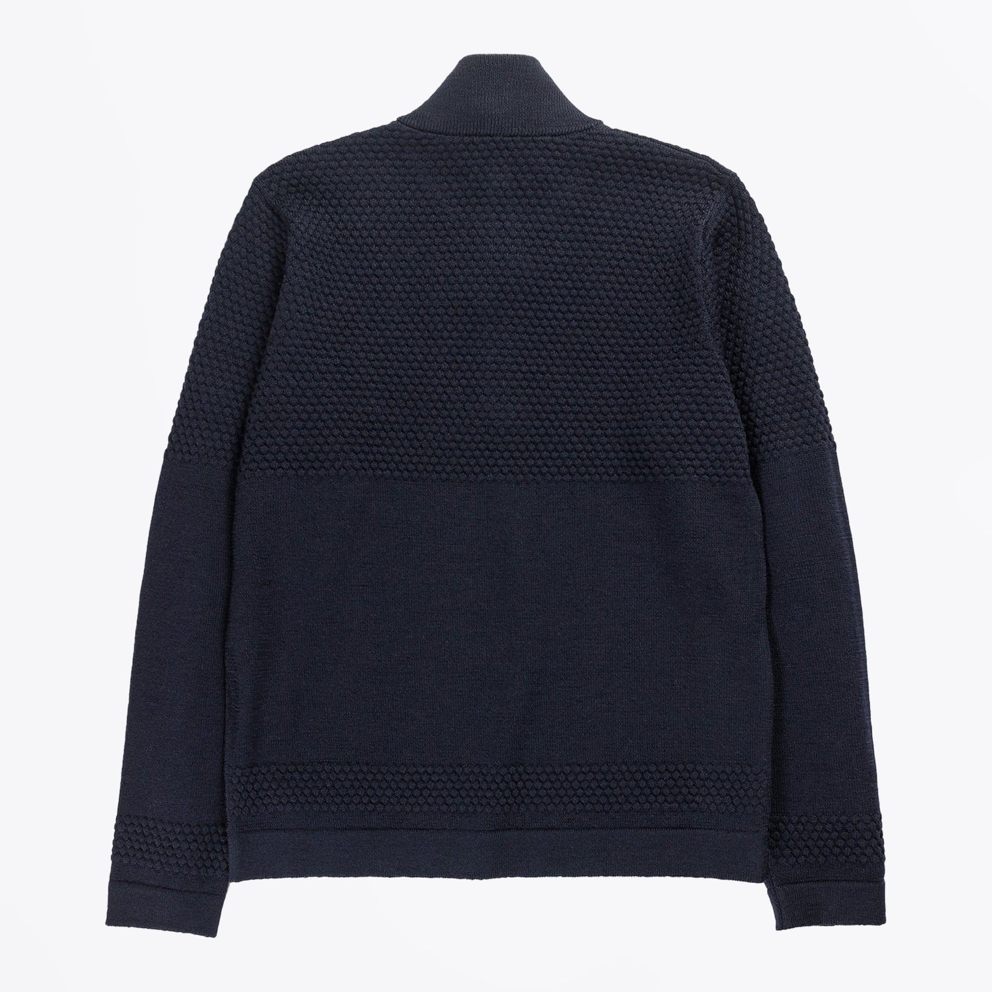 Norse Fjord - Bubble Yoke Half Zip Knit - Navy