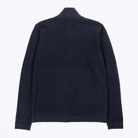Fjord - Bubble Yoke Half Zip Knit - Navy