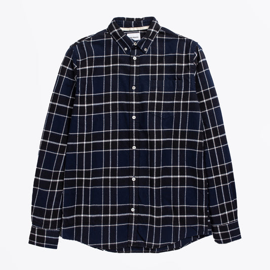 - Anton - Brushed Flannel Check - Dark Navy