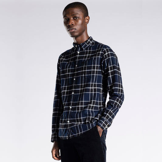 - Anton - Brushed Flannel Check - Dark Navy