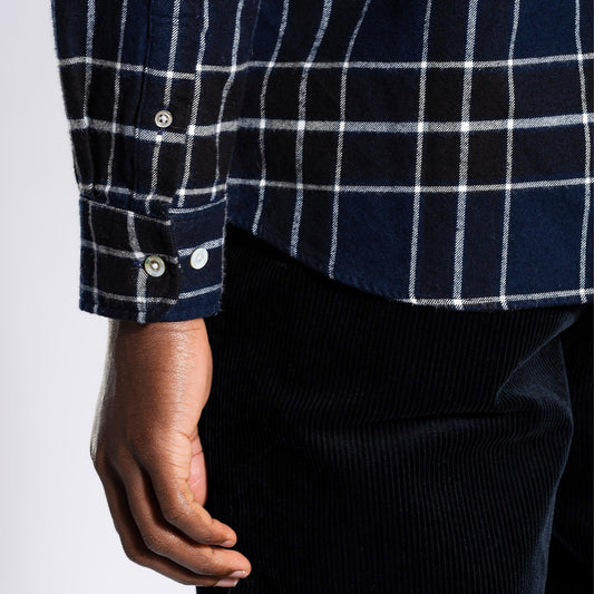 - Anton - Brushed Flannel Check - Dark Navy