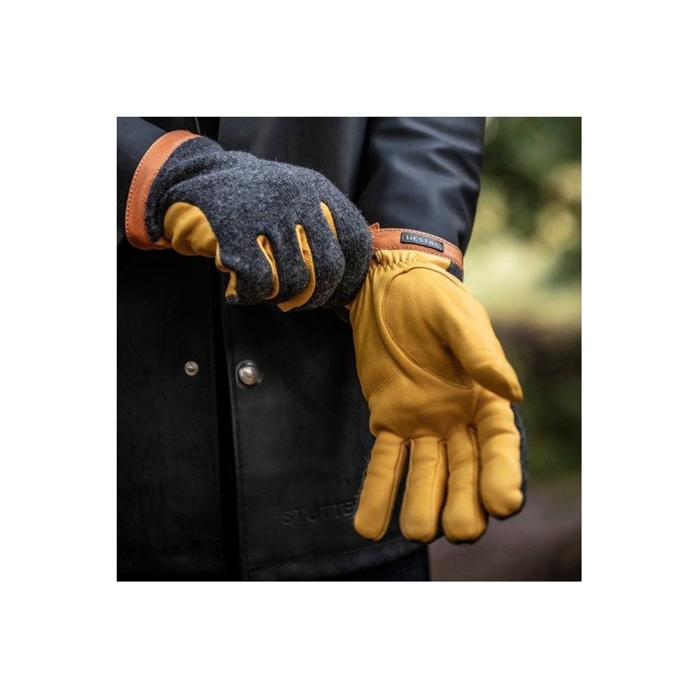- Deerskin Wool Tricot Gloves - Yellow