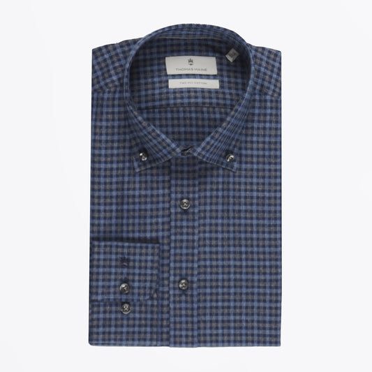 - Torino Button Down Check Shirt - Navy