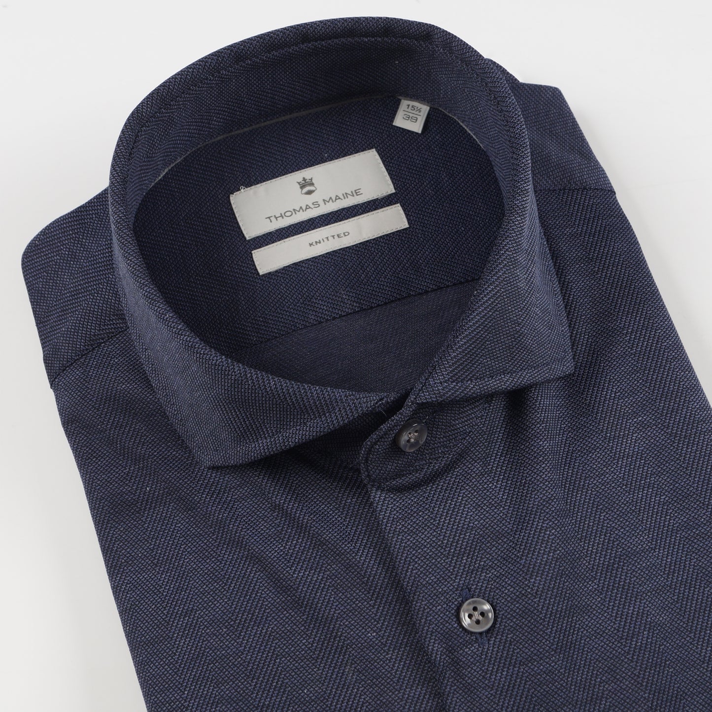 - Roma Modern Kent Knitted Shirt - Navy