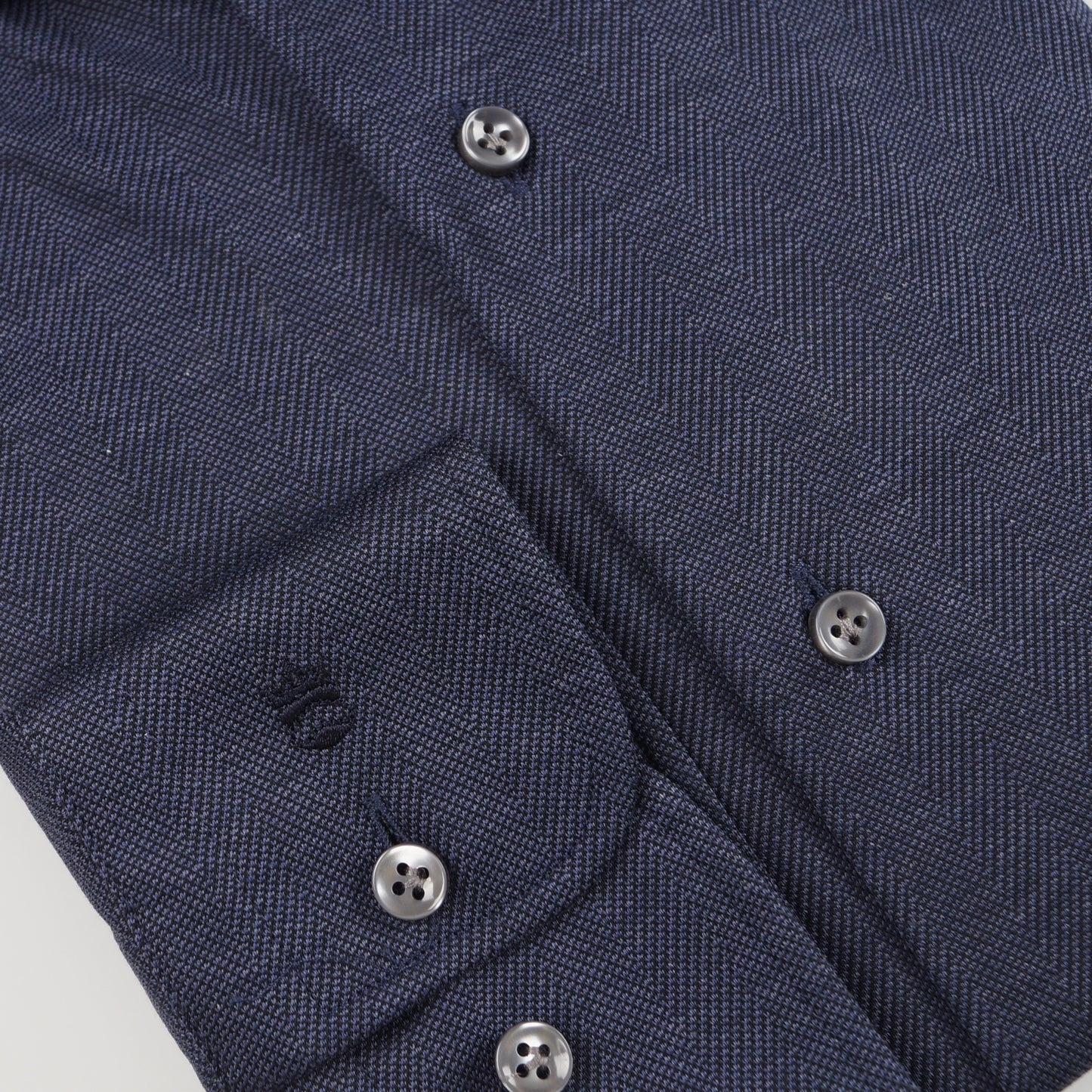 - Roma Modern Kent Knitted Shirt - Navy