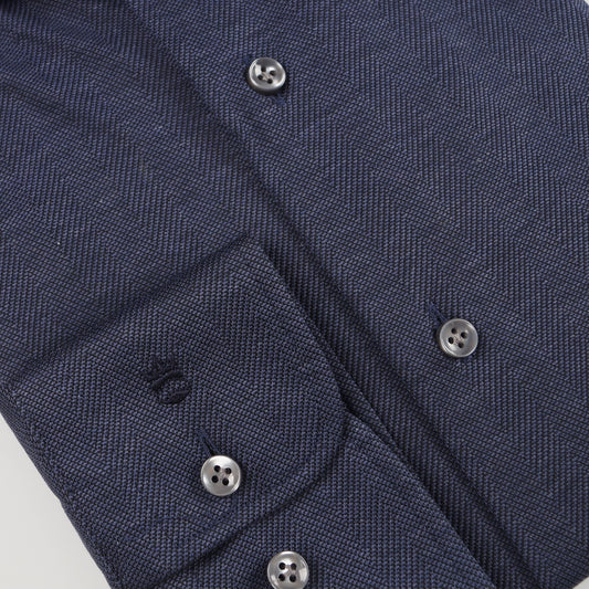 - Roma Modern Kent Knitted Shirt - Navy