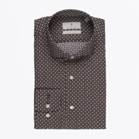 - Roma Modern Knit Pattern Shirt - Navy