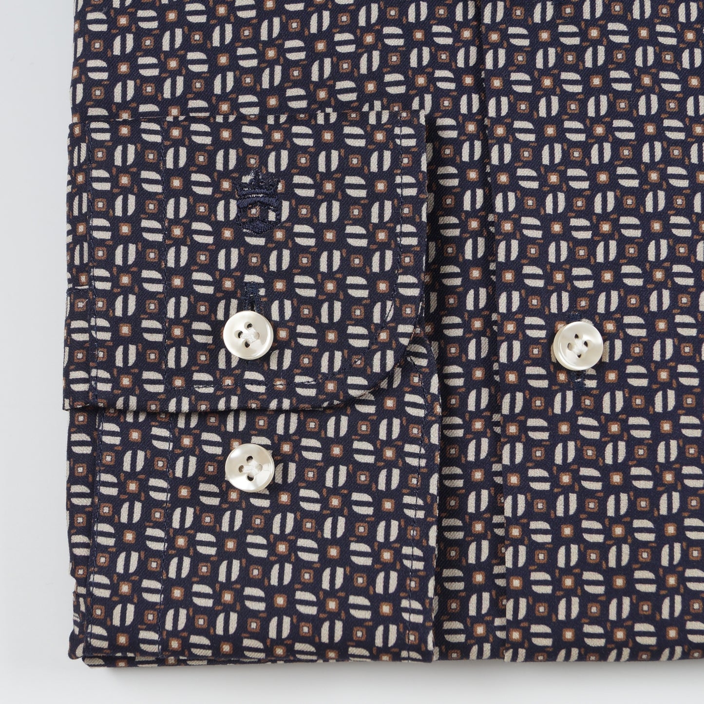 - Roma Modern Knit Pattern Shirt - Navy