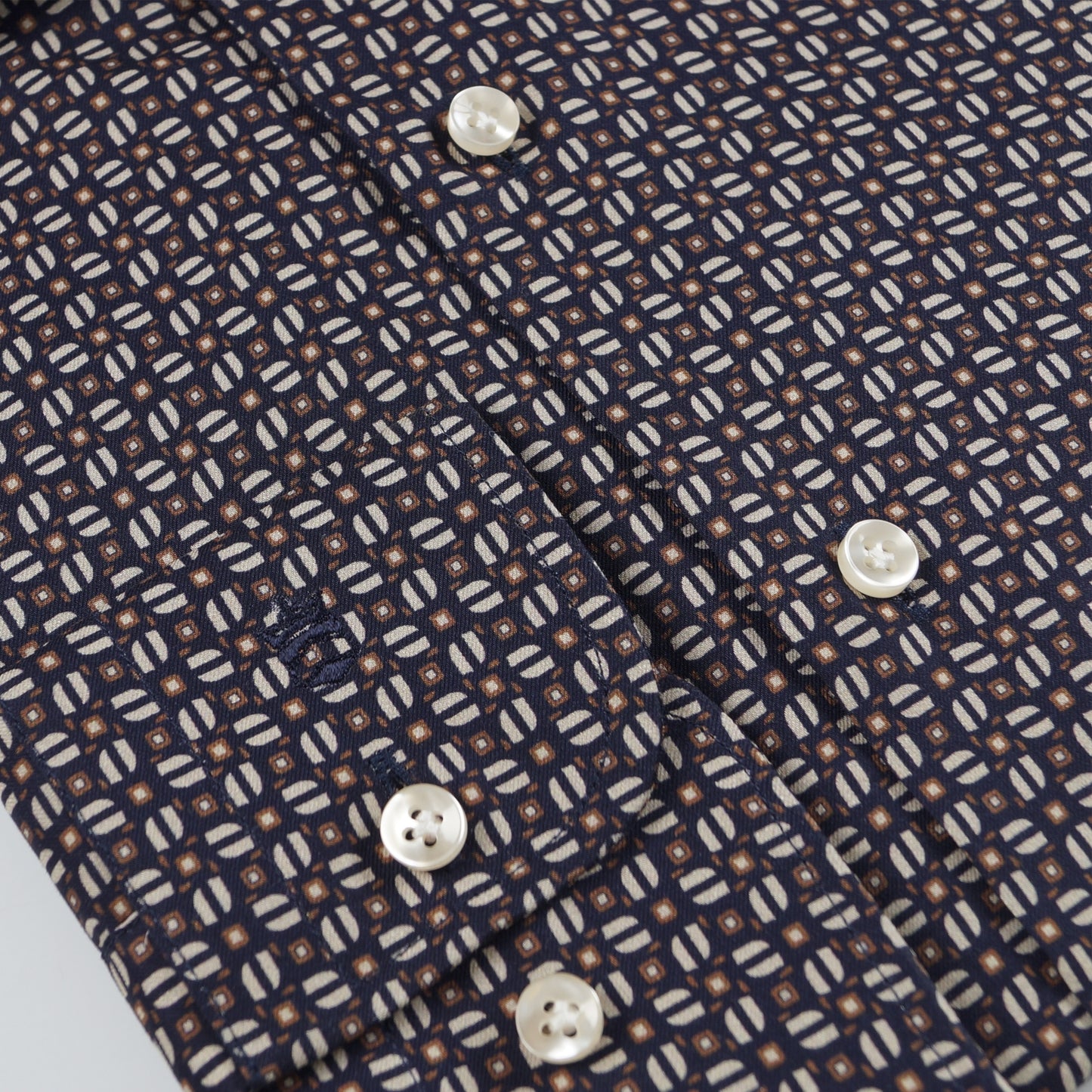 - Roma Modern Knit Pattern Shirt - Navy
