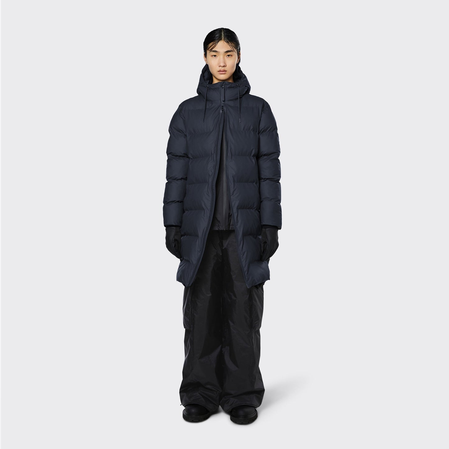 Long Puffer Jacket - Navy