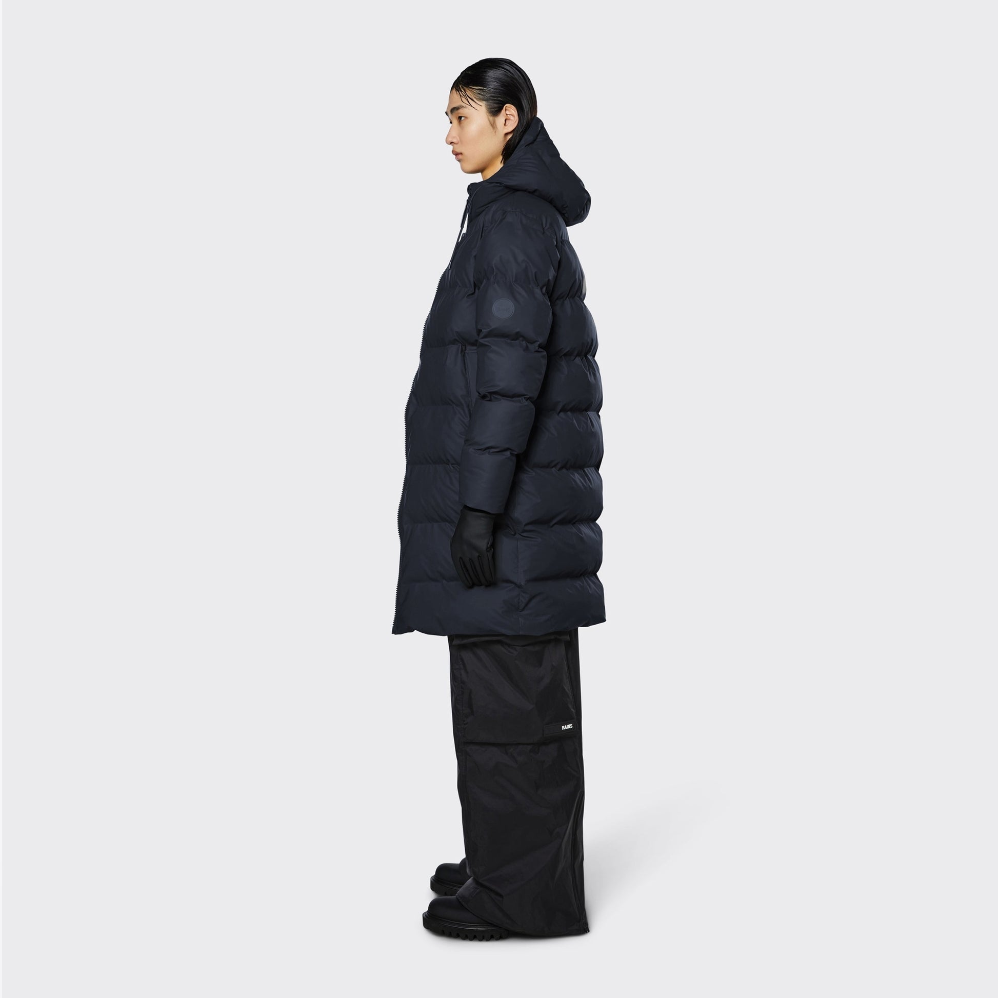 Rains Long Puffer Jacket - Navy