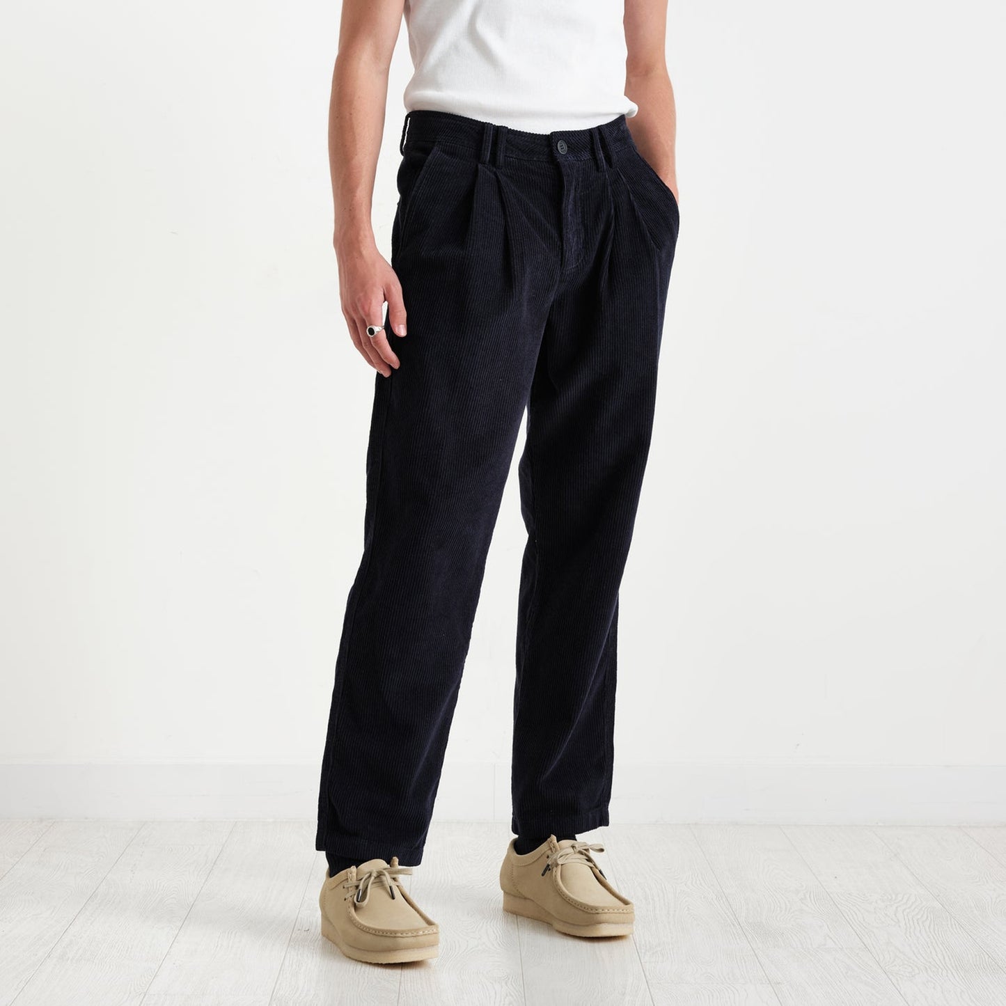 - Classic Corduroy Pleat Trousers - Navy