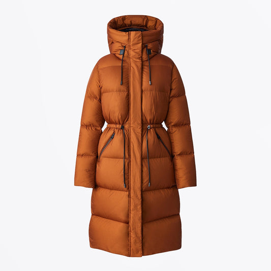 Ishani Hooded Down Coat - Cognac