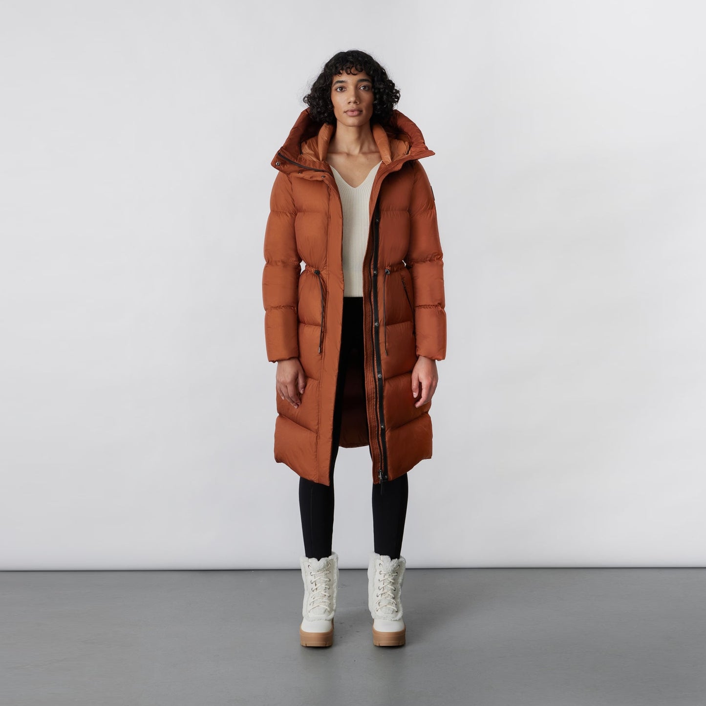 - Ishani Hooded Down Coat - Cognac