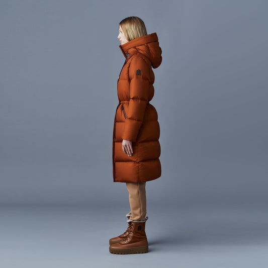 Ishani Hooded Down Coat - Cognac