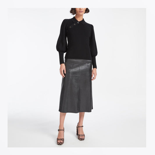 Johanna Wool Rib Knit Jumper - Black