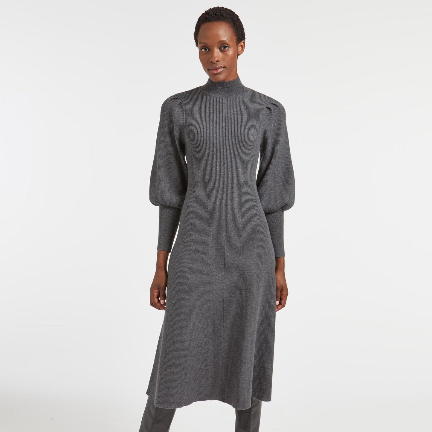 - Eva Wool Knit Maxi Dress - Dark Grey