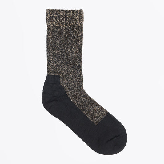 - Deep Toe Capped Wool Sock - Black/Khaki