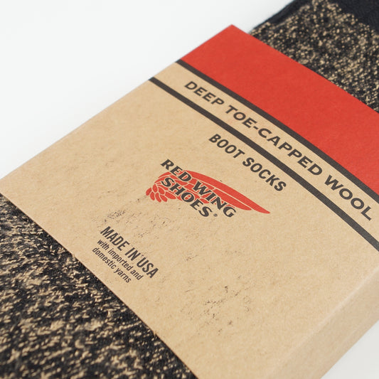 - Deep Toe Capped Wool Sock - Black/Khaki