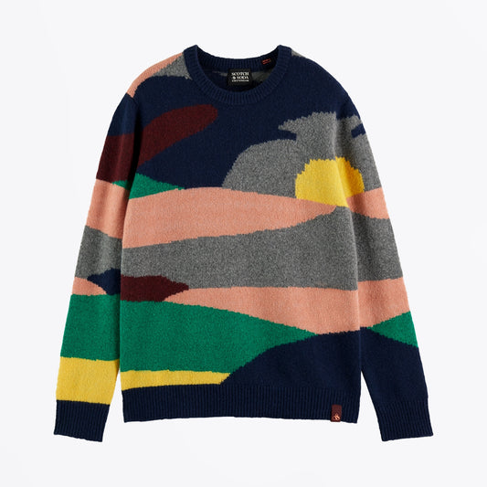 - Wool Blend Jacquard Pullover - Multi