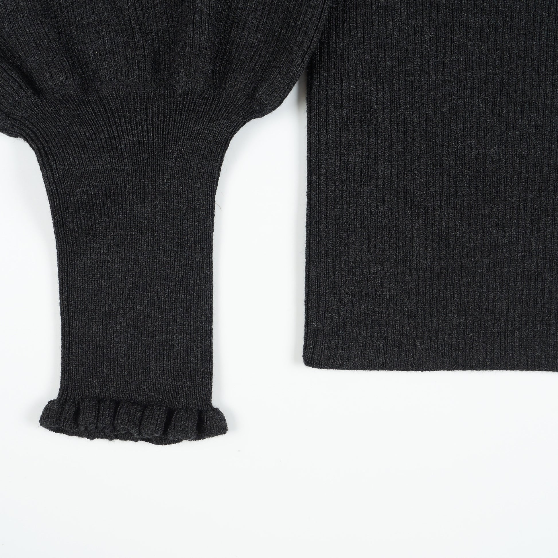 Cefinn Judy - Frill Neck Rib Knit Jumper - Charcoal