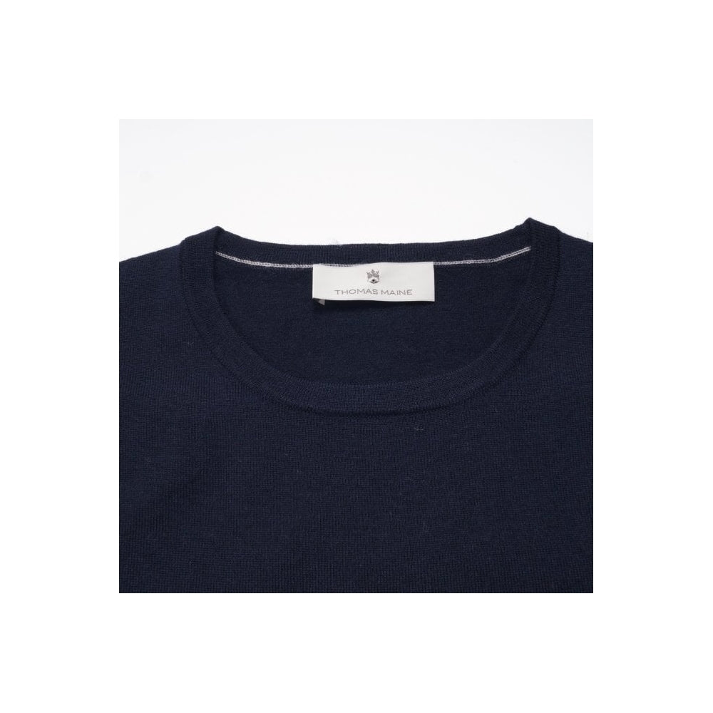 - Cashmere Blend Crew Neck Pullover - Navy