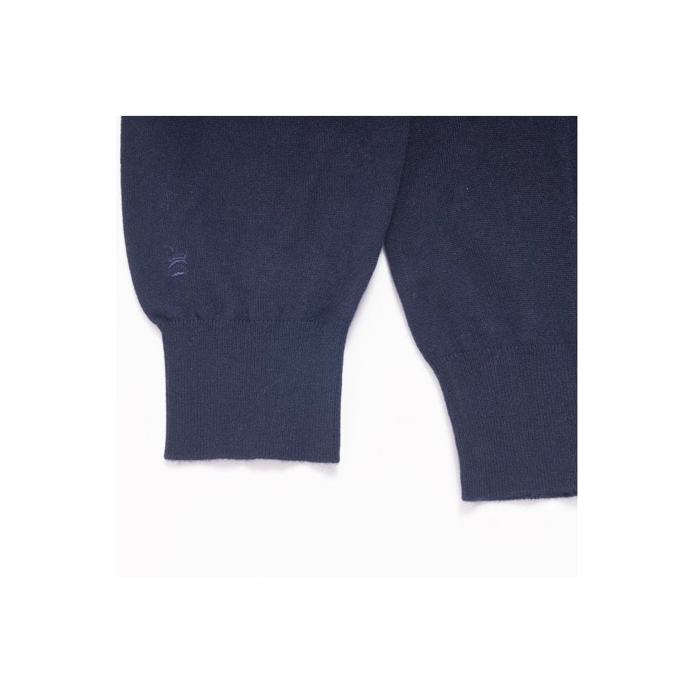 - Cashmere Blend Crew Neck Pullover - Navy