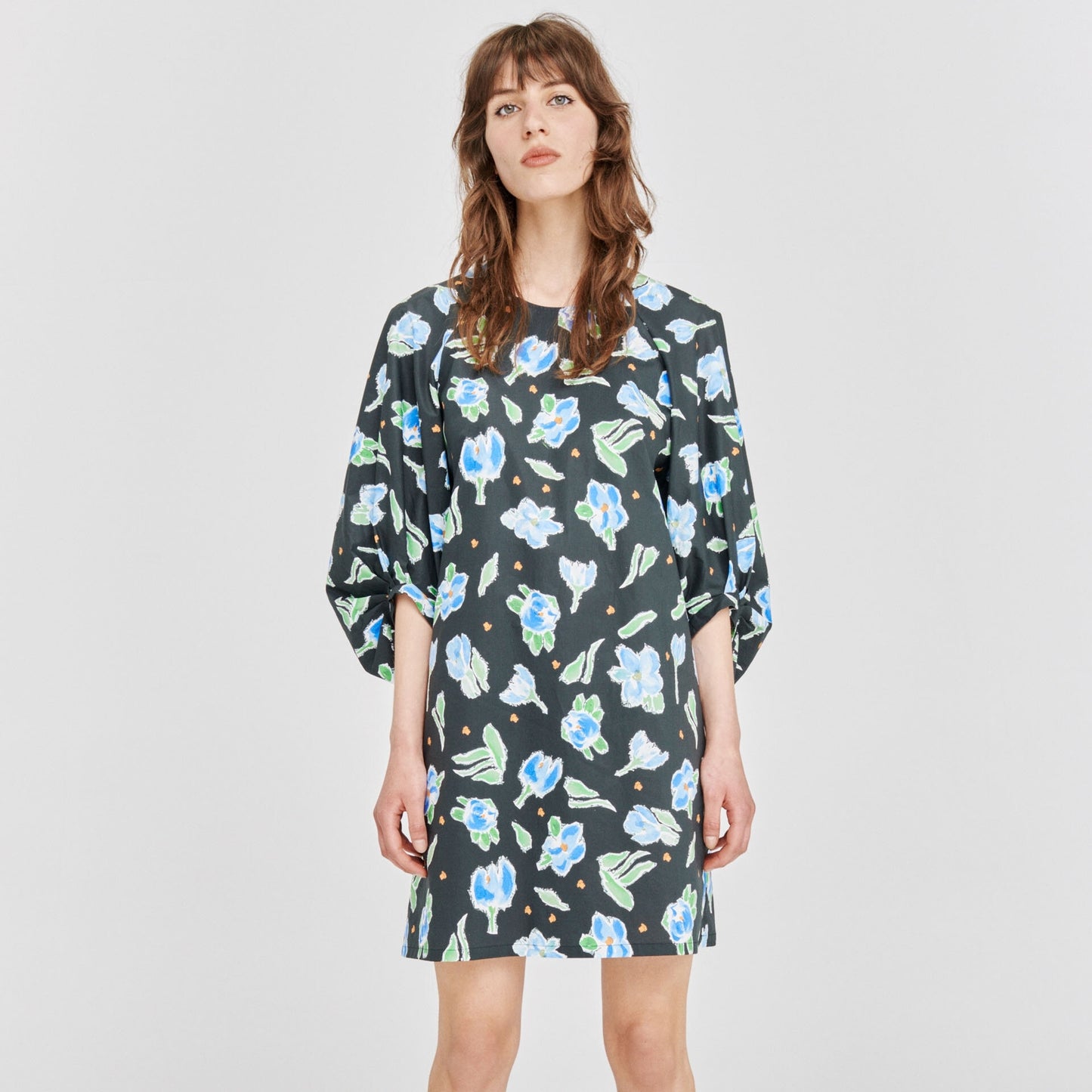 - Althea Dress - Black Blue Flower