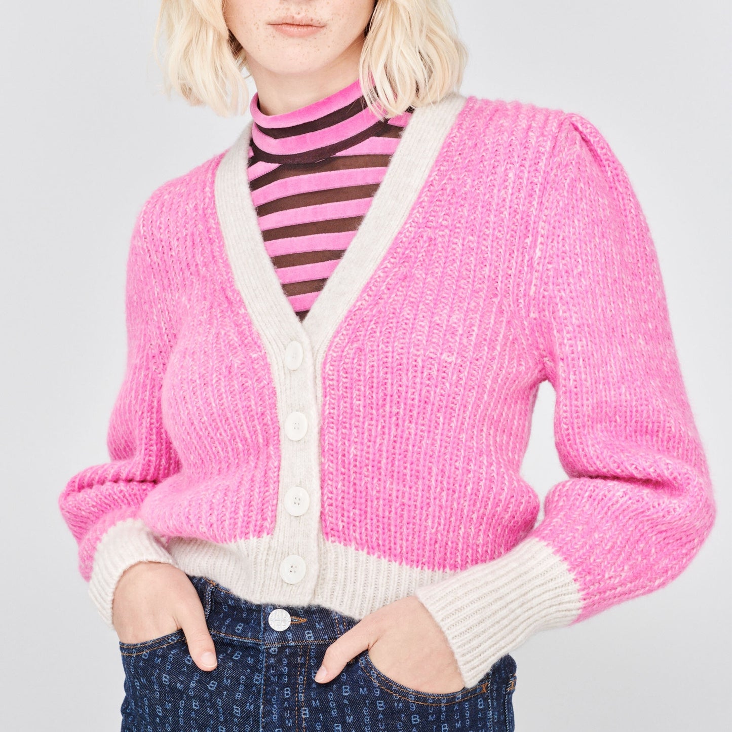 - Chanice Cardigan - Pink Melange