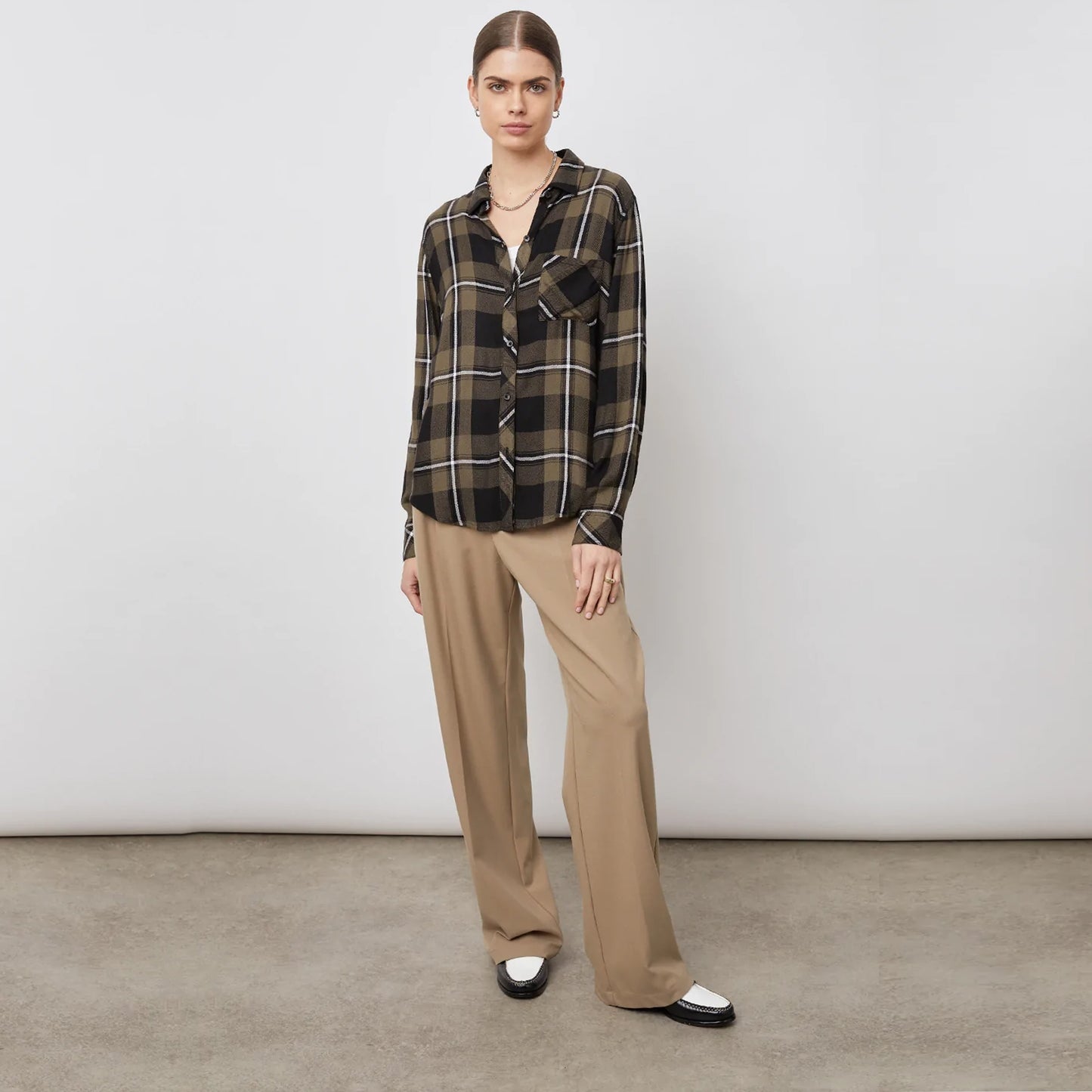 Hunter Check Shirt - Black Olive Ivory