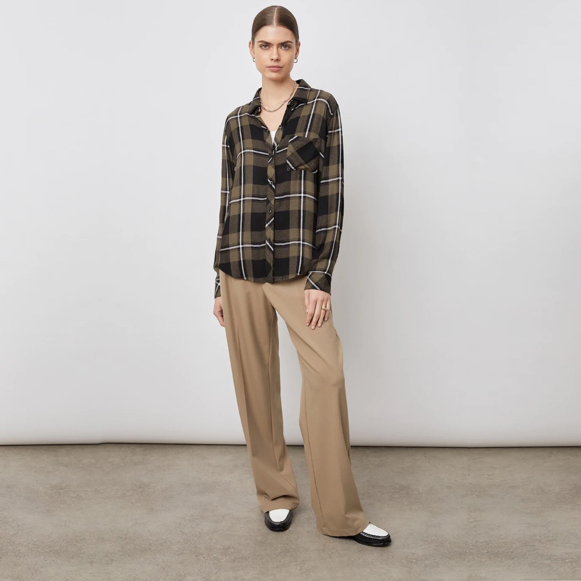 Rails Hunter Check Shirt - Black Olive Ivory