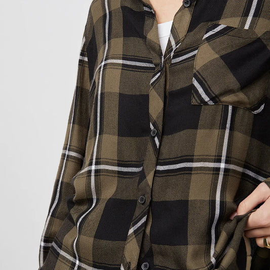 Hunter Check Shirt - Black Olive Ivory