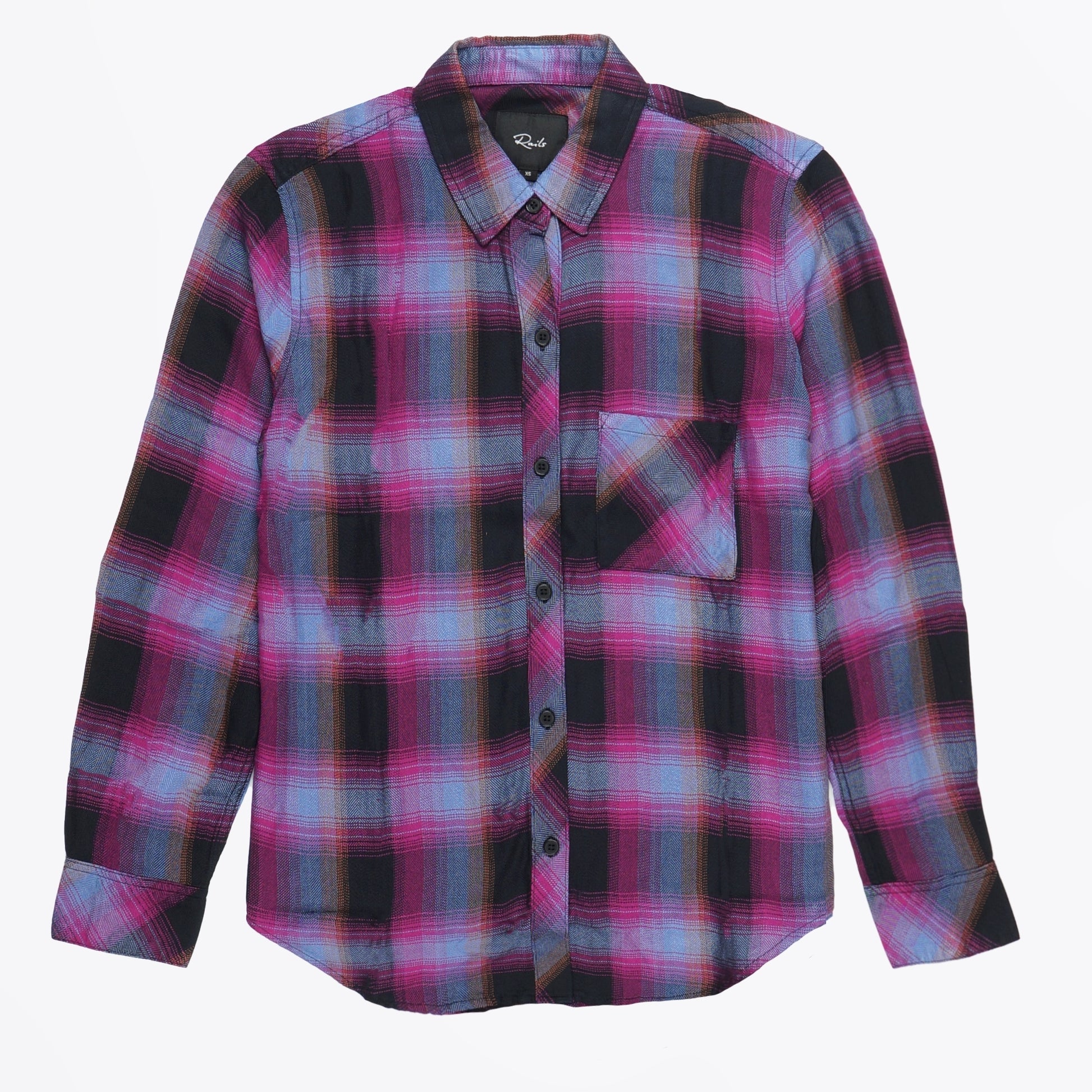 Rails Hunter Check Shirt - Navy Magenta Sky