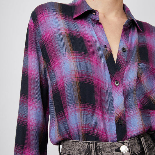 Hunter Check Shirt - Navy Magenta Sky