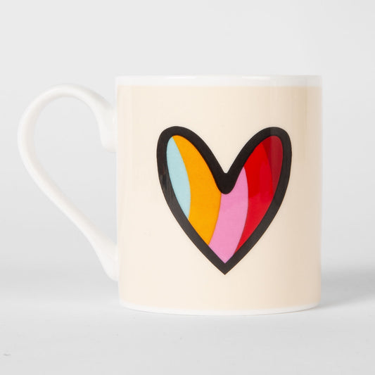 - 'Swirl Heart' Bone China Mug - Cream