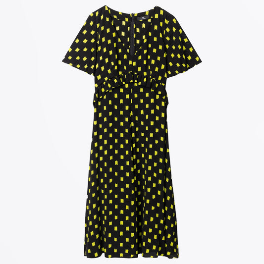 - 'Brushstrokes' Midi Dress - Black