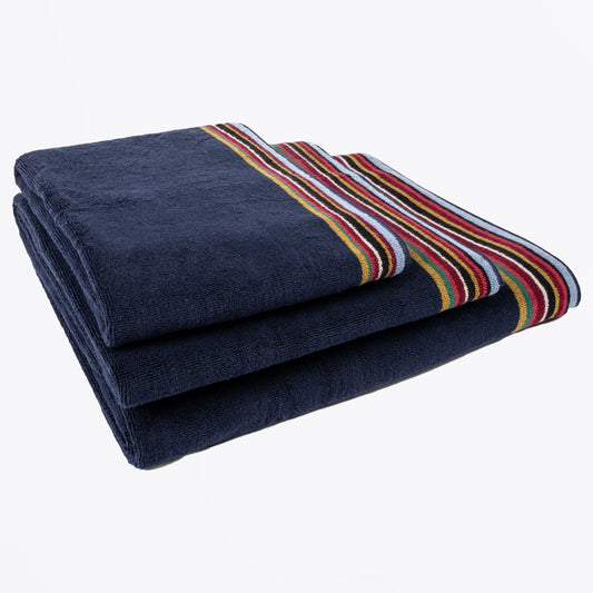 - Stripe Edge 3X Towel Set - Navy