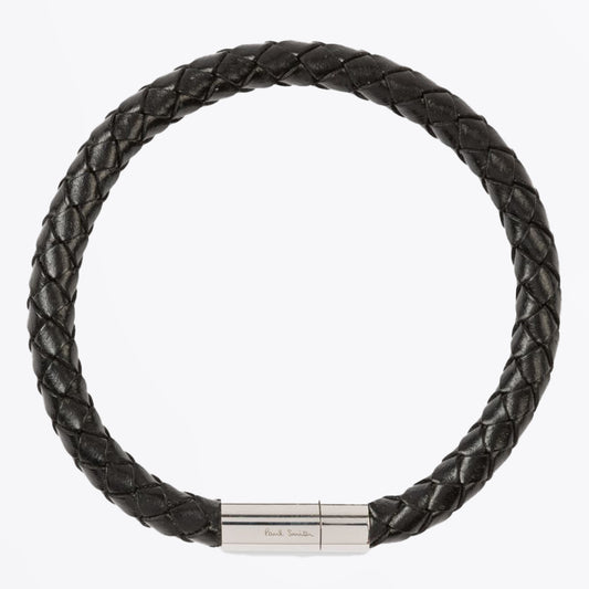 - Plait Leather Bracelet - Black
