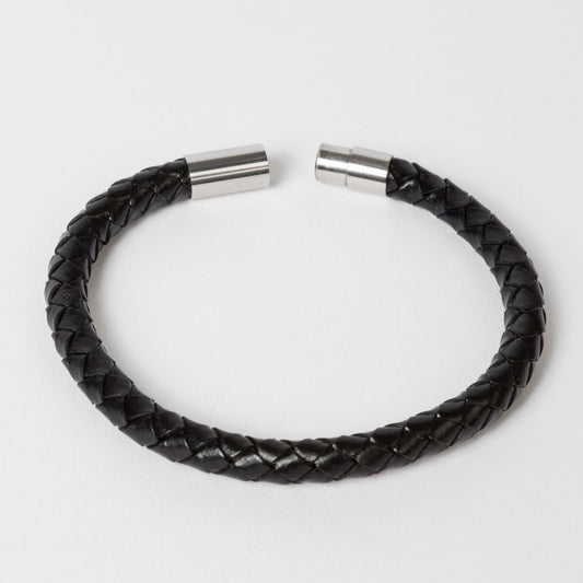 - Plait Leather Bracelet - Black