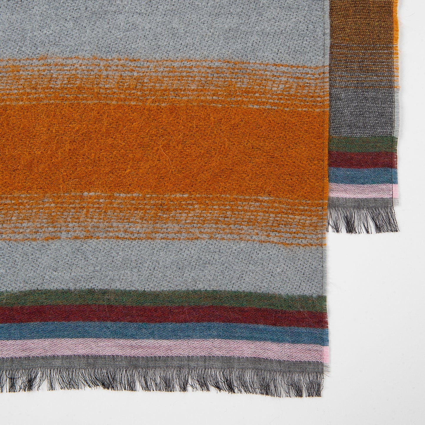 Mohair Stripe Scarf - Slate