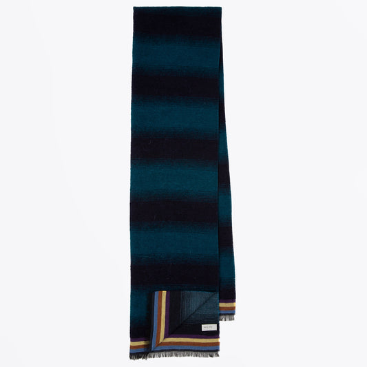 Mohair Stripe Scarf - Navy