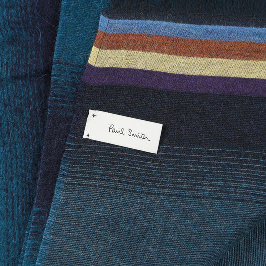 Mohair Stripe Scarf - Navy