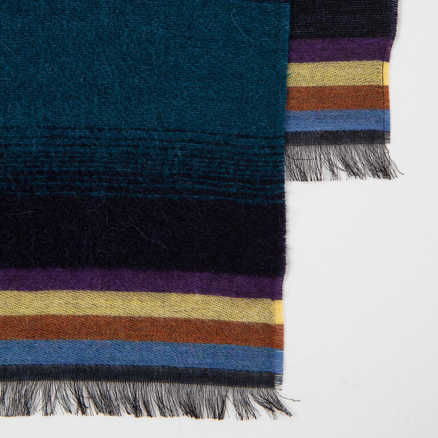 Mohair Stripe Scarf - Navy