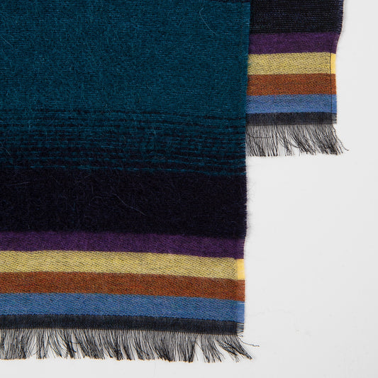 Mohair Stripe Scarf - Navy
