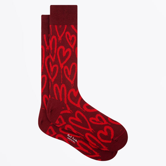 - 'Graffiti Heart' Socks - Red