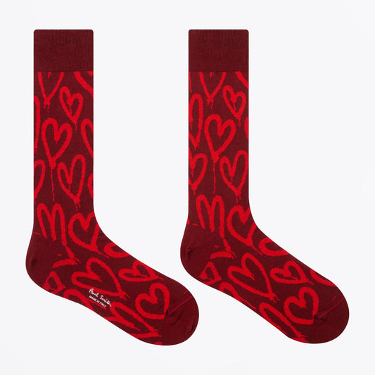 - 'Graffiti Heart' Socks - Red