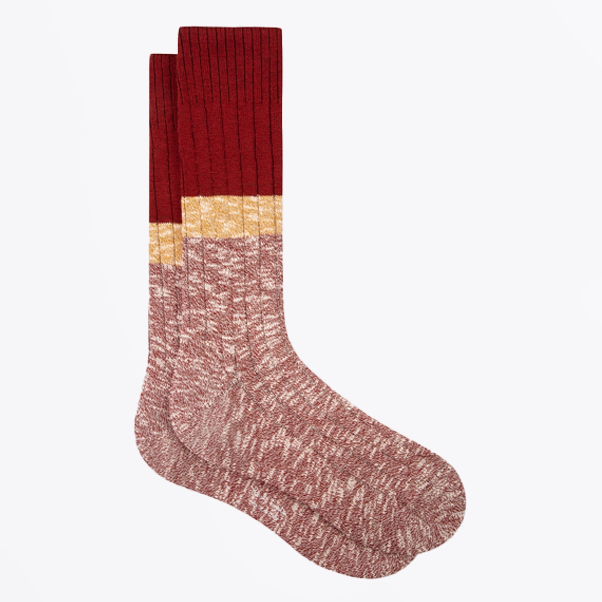 Paul Marl Block Stripe Socks - Burgundy