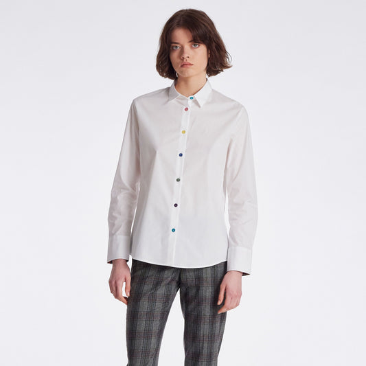 Multi-Coloured Button Shirt - White
